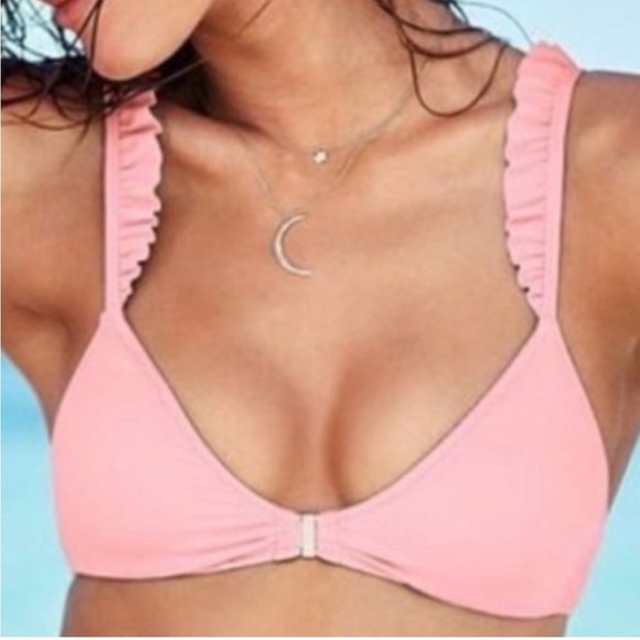 Victoria’s Secret Bikini Two Piece Set Ruffle Pink Cross Strap - Picture 10 of 15